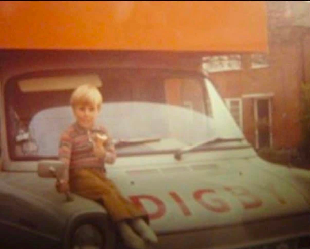 A young Digby R. Kerr on the original Digby Freight Services truck